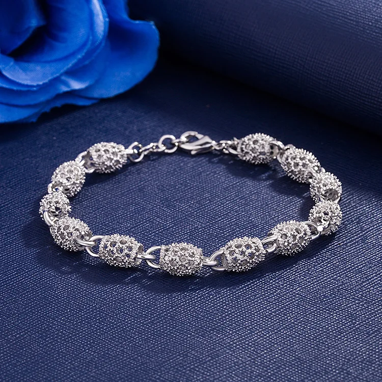 Bracelets à breloques Bergame en argent regardé 925 pour femme, boule de lanterne creuse, bijoux de fête, cadeaux de créateur vintage