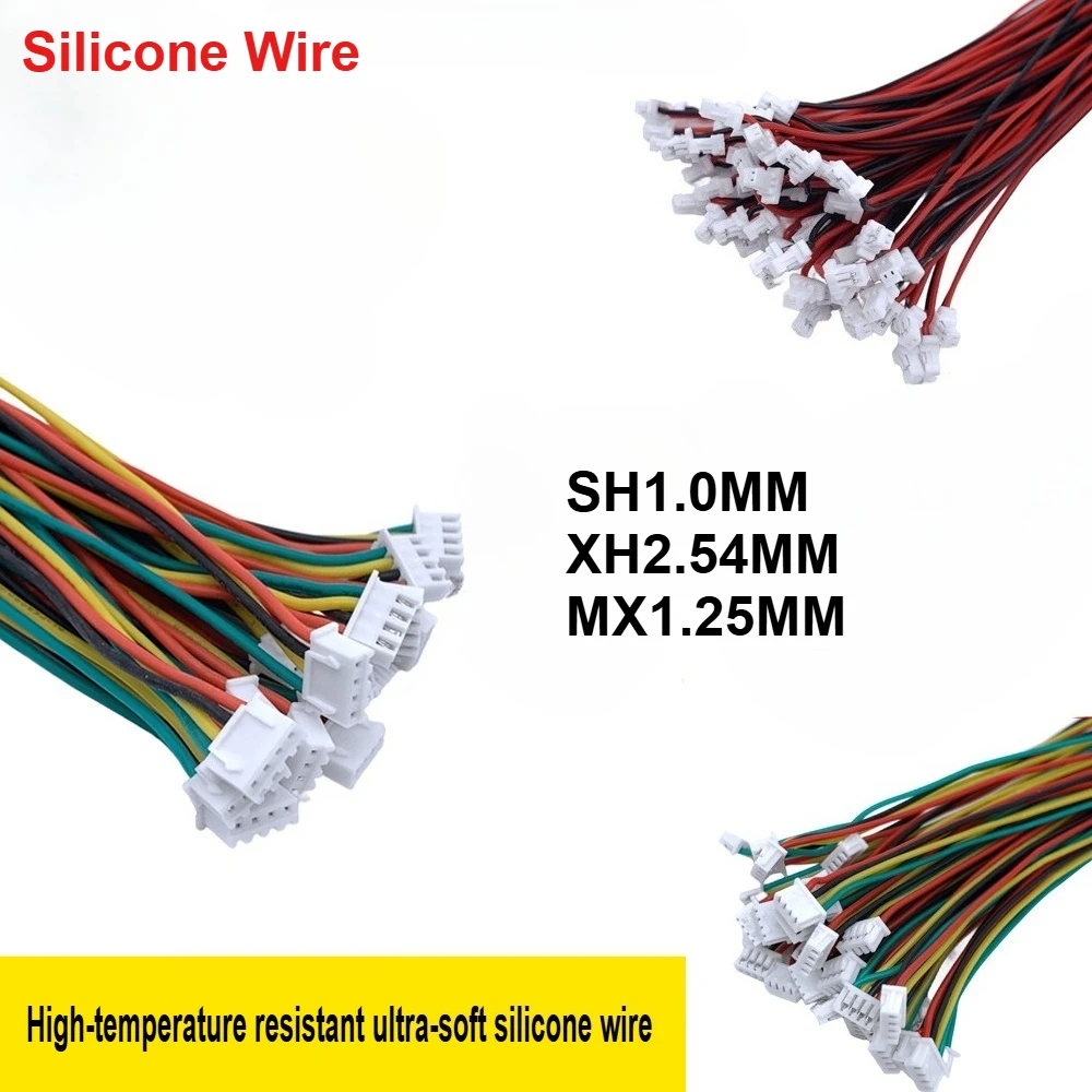 

SH1.0/MX1.25/XH2.54MM 20CM pitch2-12P 26AWG High Temperature Resistant Soft Silicone Wire for Aircraft Model Electronics