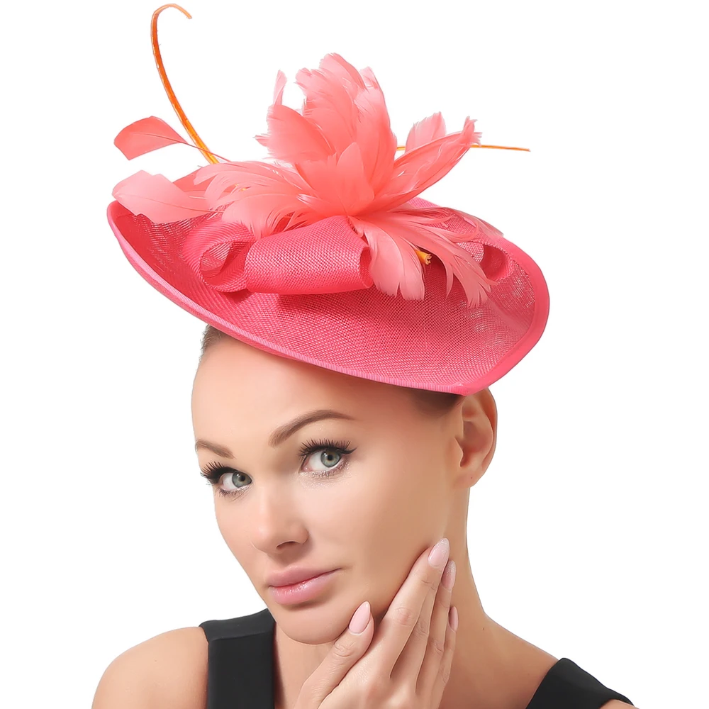 

Элегантный светло-голубой головной убор с перьями, фасинатор, церковная шляпка, свадебный головной убор для женщин, для вечеринок, чаепитий, скачек