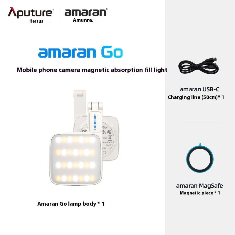 Aputure Amaran Go Mini luce LED per telefono a specchio incorporata ultracompatta Supporto magnetico Flip versatile per selfie Vlog Custom