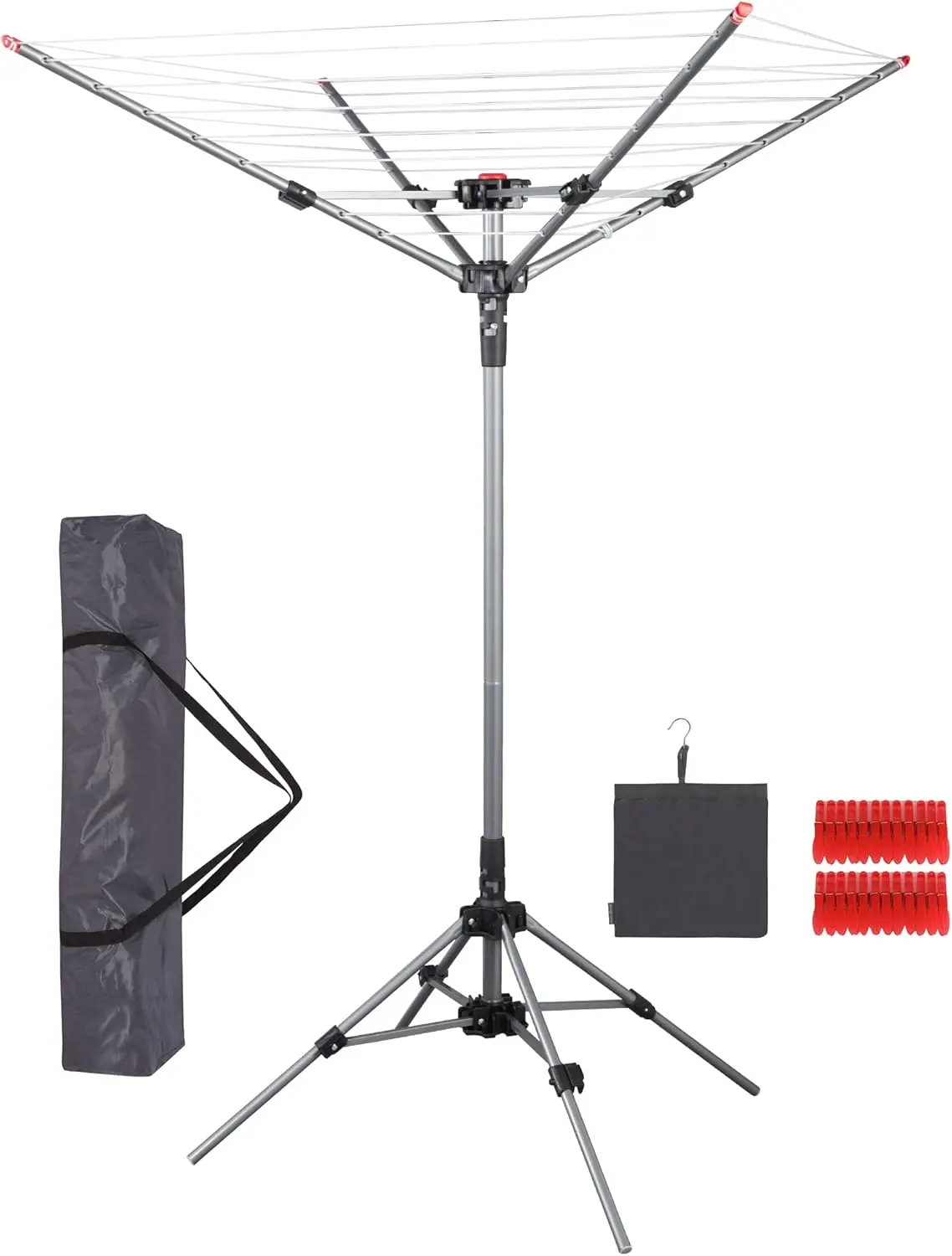 

Umbrella Clothes Drying Rack 8 Lines 82ft Space, Adjustable Height Steel Frame for Laundry, Collapsible Indoor Outdoor