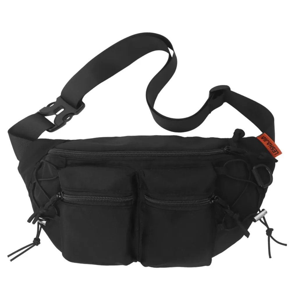 

Nylon Men Waist Bag Large Capacity Adjustable Strap Multi-pocket Chest Bag Crossbody Bag Multi Functional Sports Fanny Pack