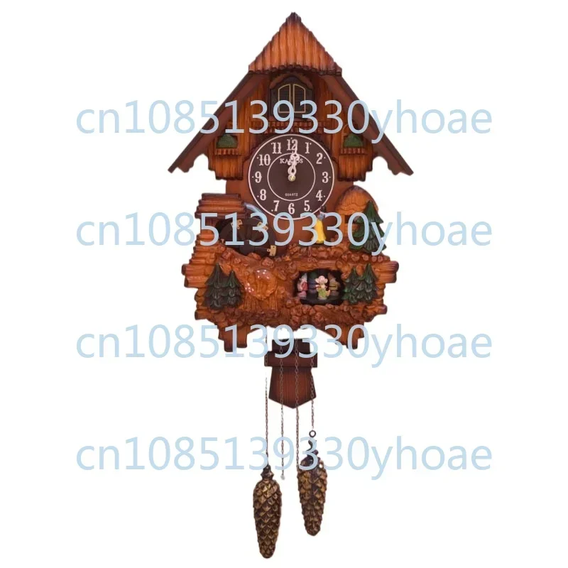 Cuckoo wall clock cooing time silent light control hour time music bird wall clock