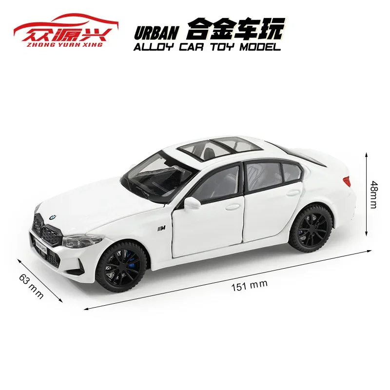 1:32 BMW 320I Supercar High Simulation Diecast Metal Alloy Model car Sound Light Pull Back Collection Kids Toy gif597