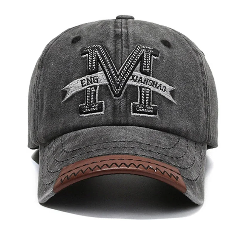 Hot Sale Unisex Baseball Cap M Letter Embroidery Dad Hat Women Men Outdoor Washed Cotton Cap