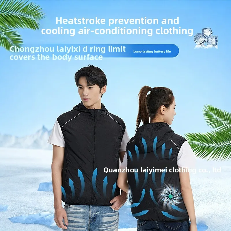 Summer Heat Resistant Fan Cooling Vest Portable Air Condition Garment Breathable Workwear for Outside Labor Sports