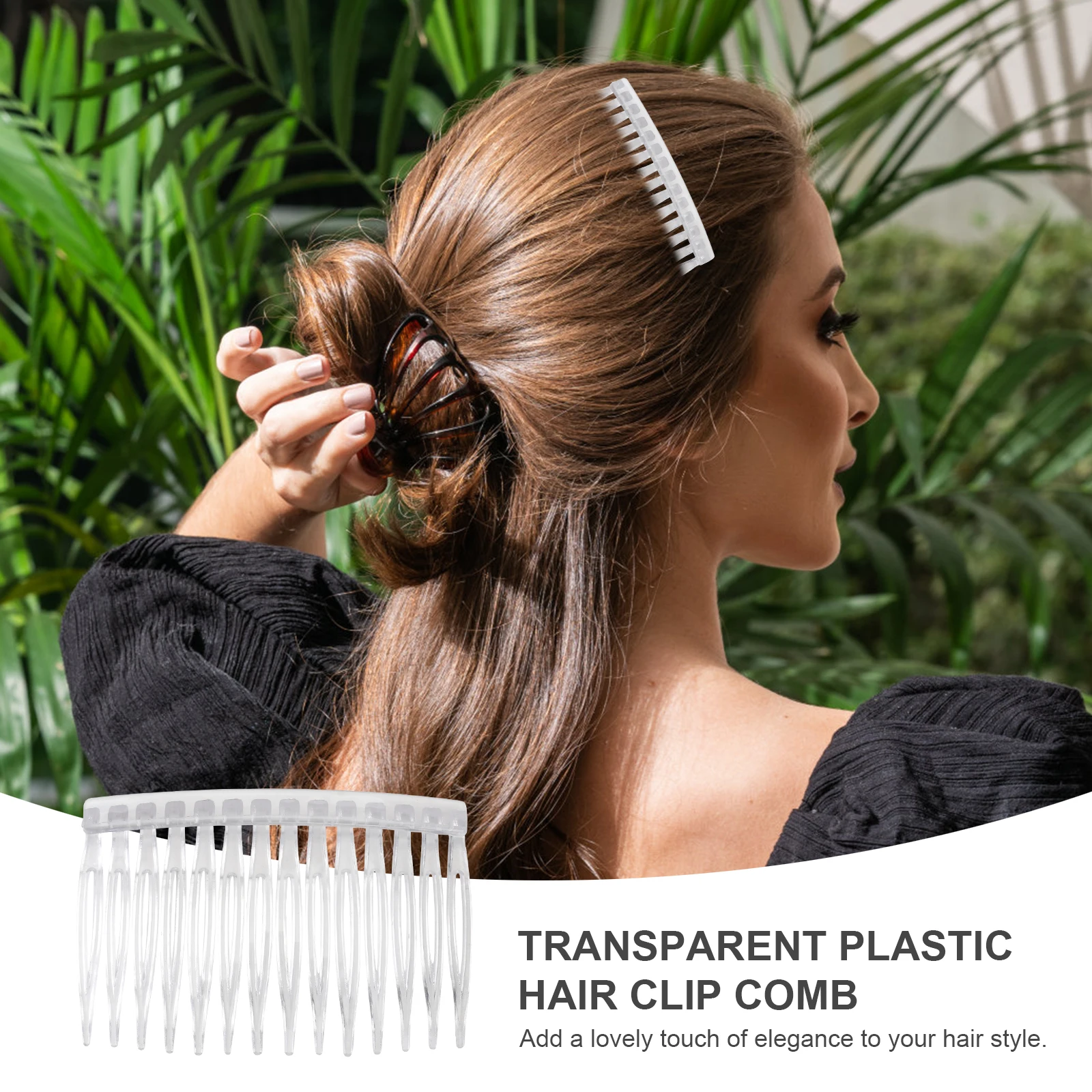 

10 Pcs Transparent Hair Combs Durable Plastic Classic Design Straight Teeth Women Side Clips Accessories Daily Elegant