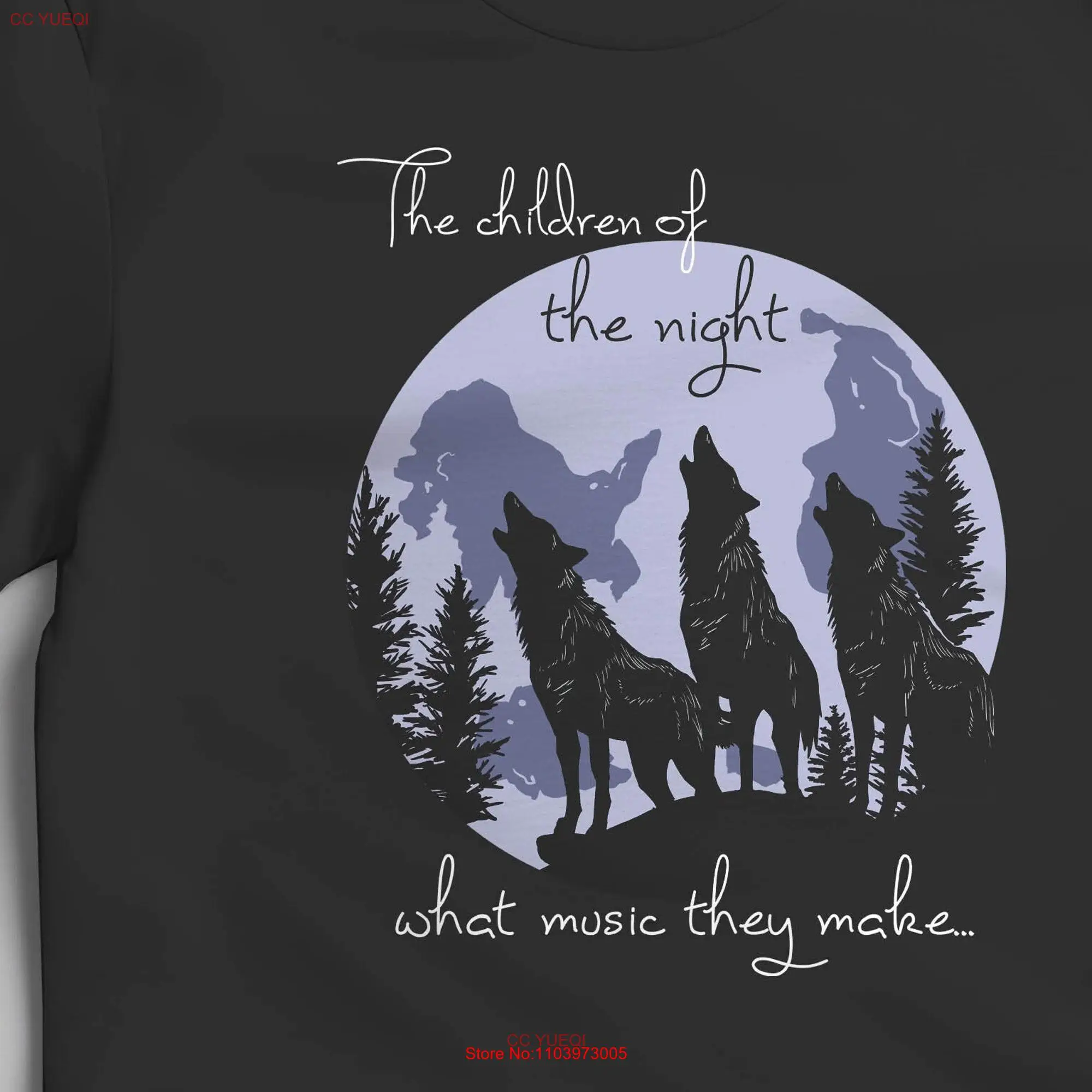 Футболка с длинным или коротким рукавом и надписью «Дети Ночного Волка Луна»