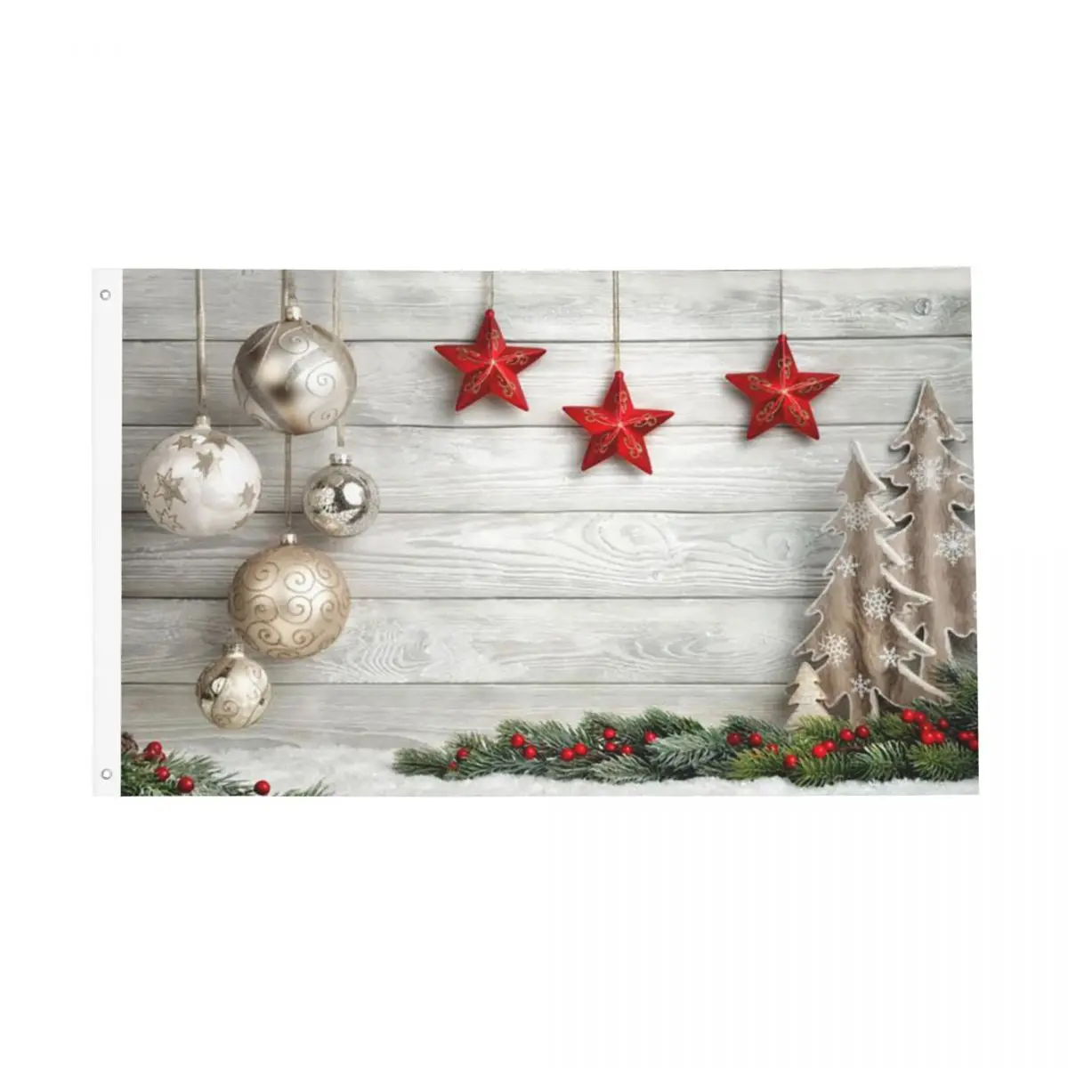 Merry Christmas Gift Flag Fade Proof Outdoor Banner Nordic New Year 2 Grommets Hanging Decoration