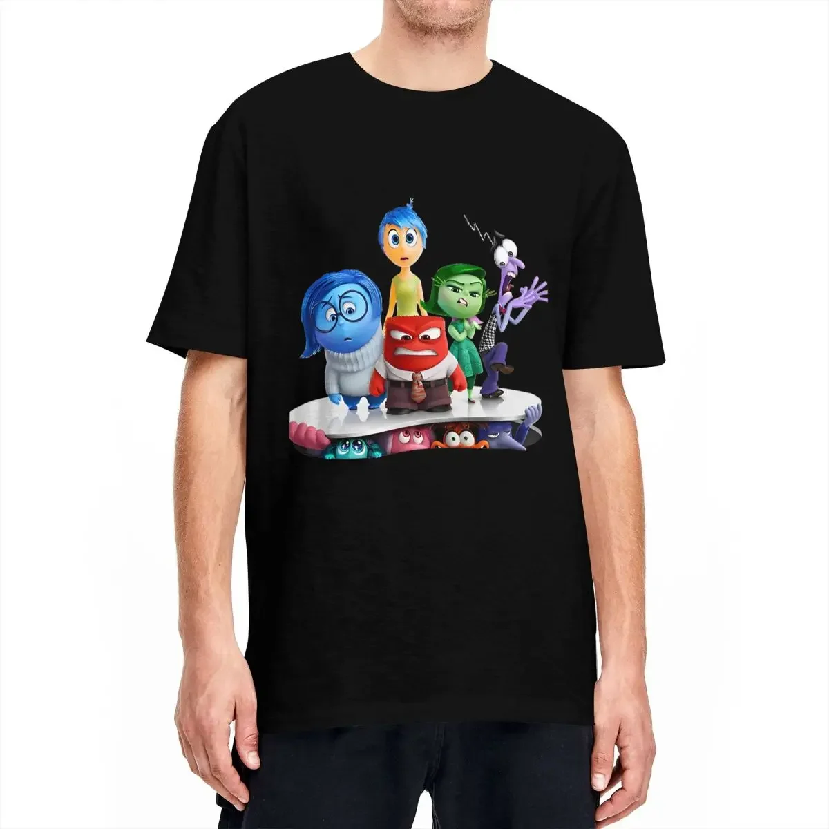 Men Women's Inside Out 2 Emotional Group Movie Poster T Shirts 100% Cotton Tops Amazing Short Sleeve O Neck  Unique T-Shirt