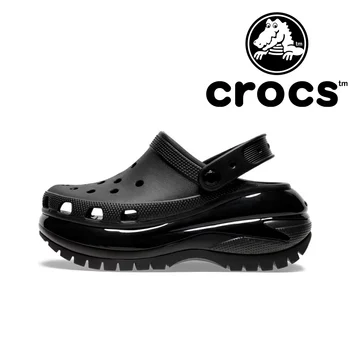 Crocs 여성용 클래식 클로그 메가 크러시 캐주얼 두꺼운 밑창 플랫폼 샌들, 클로즈토 슬립온, 야외 통기성 비치 슈즈