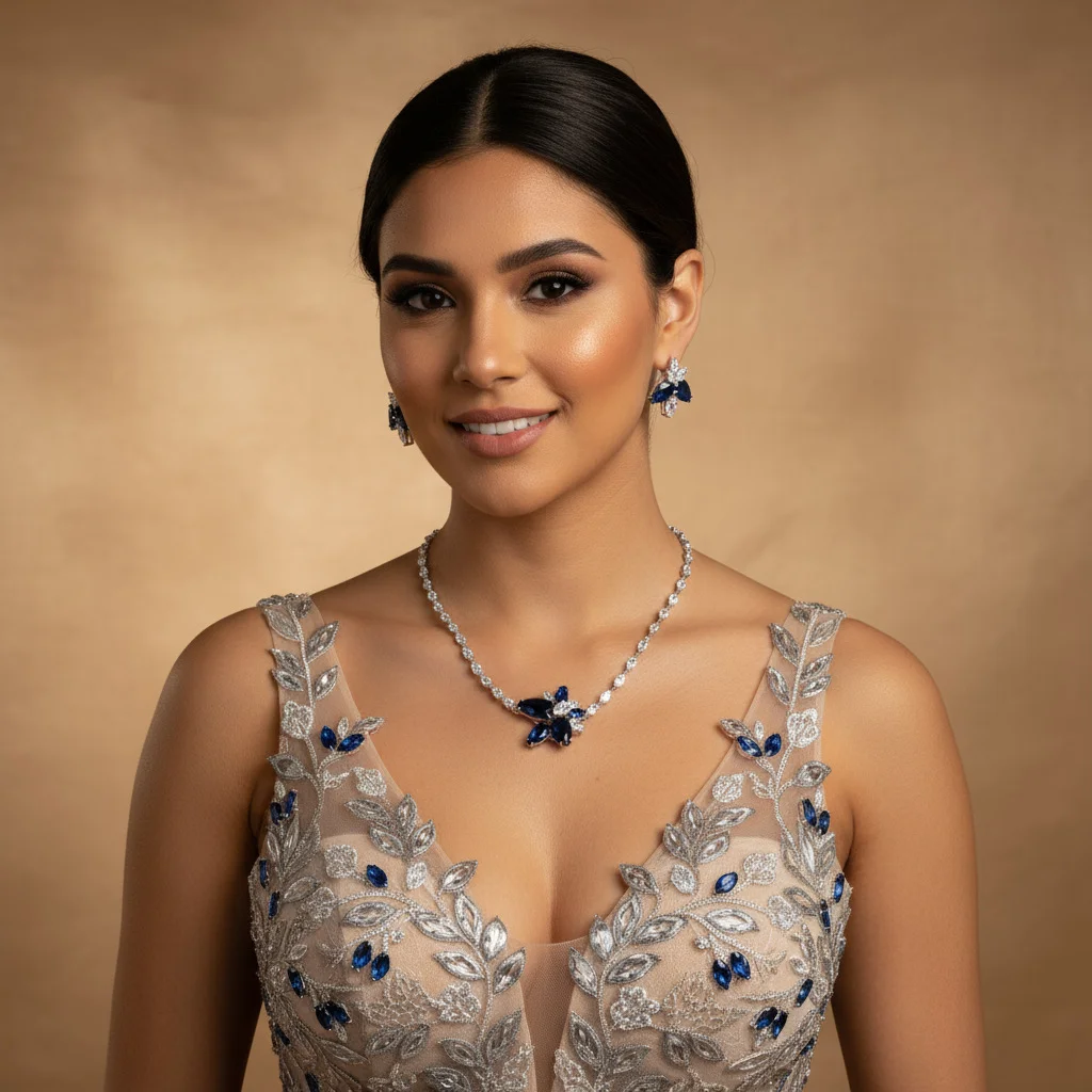 

European Style Diamond-studded Water Drop Jewelry Set Luxury Clavicle Chain Niche Versatile Accessories Wholesale for Women
