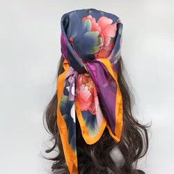 2024 Luxury Brand Silk Square Scarf Women Neck Hair Tie Band Beach Hijab Kerchief Head Headbands Bandana Female Foulard 70cm