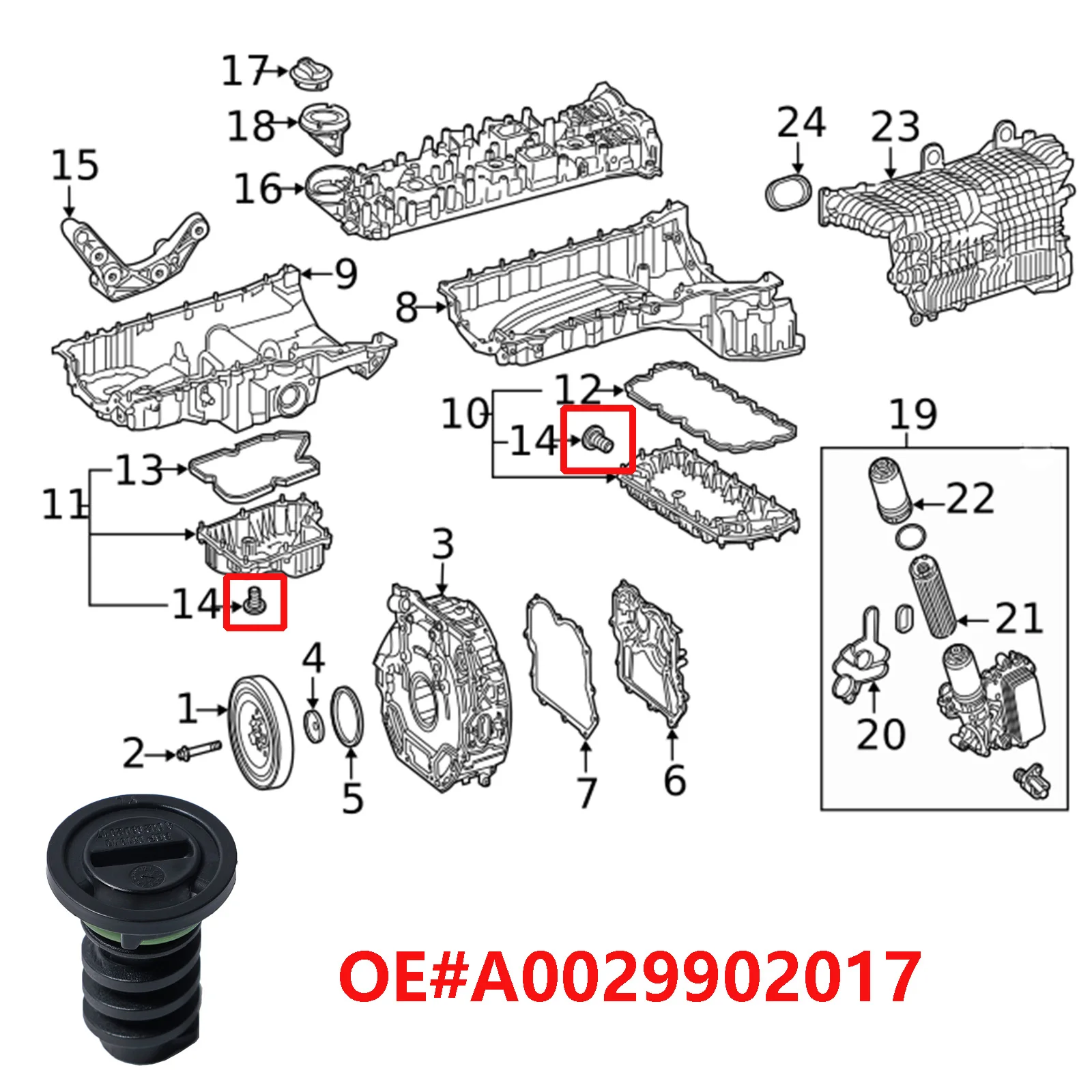 For Mercedes Benz A B C E G M S V W463 H247 X247 X253 C253 V167 C217 B907 B910 Engine Oil Sump Screw Plug Drain A0029902017