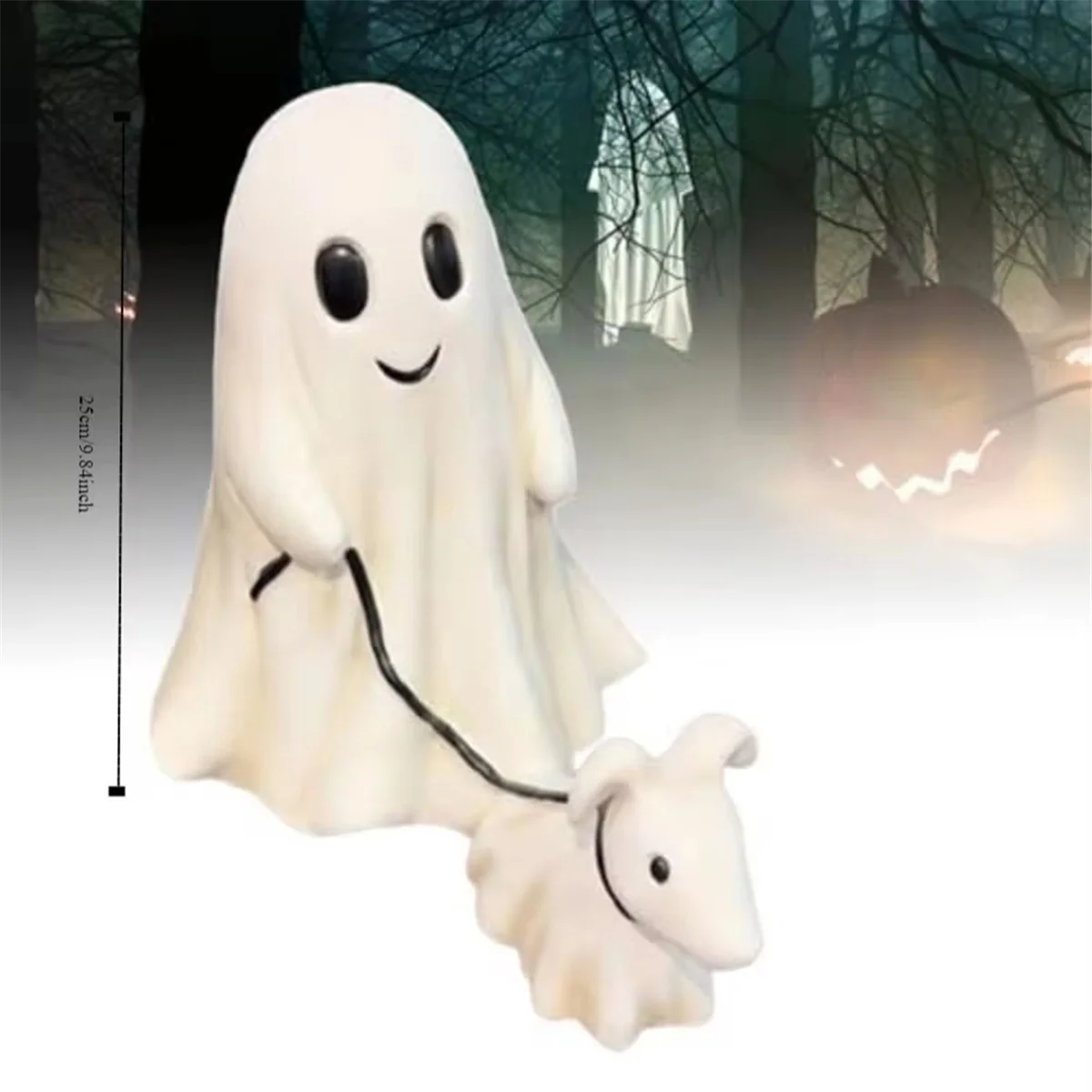 ABJY fantôme marche fantôme marche chien Statue Halloween fantôme décor intérieur extérieur effrayant fantôme chien Halloween Figurine fantôme A