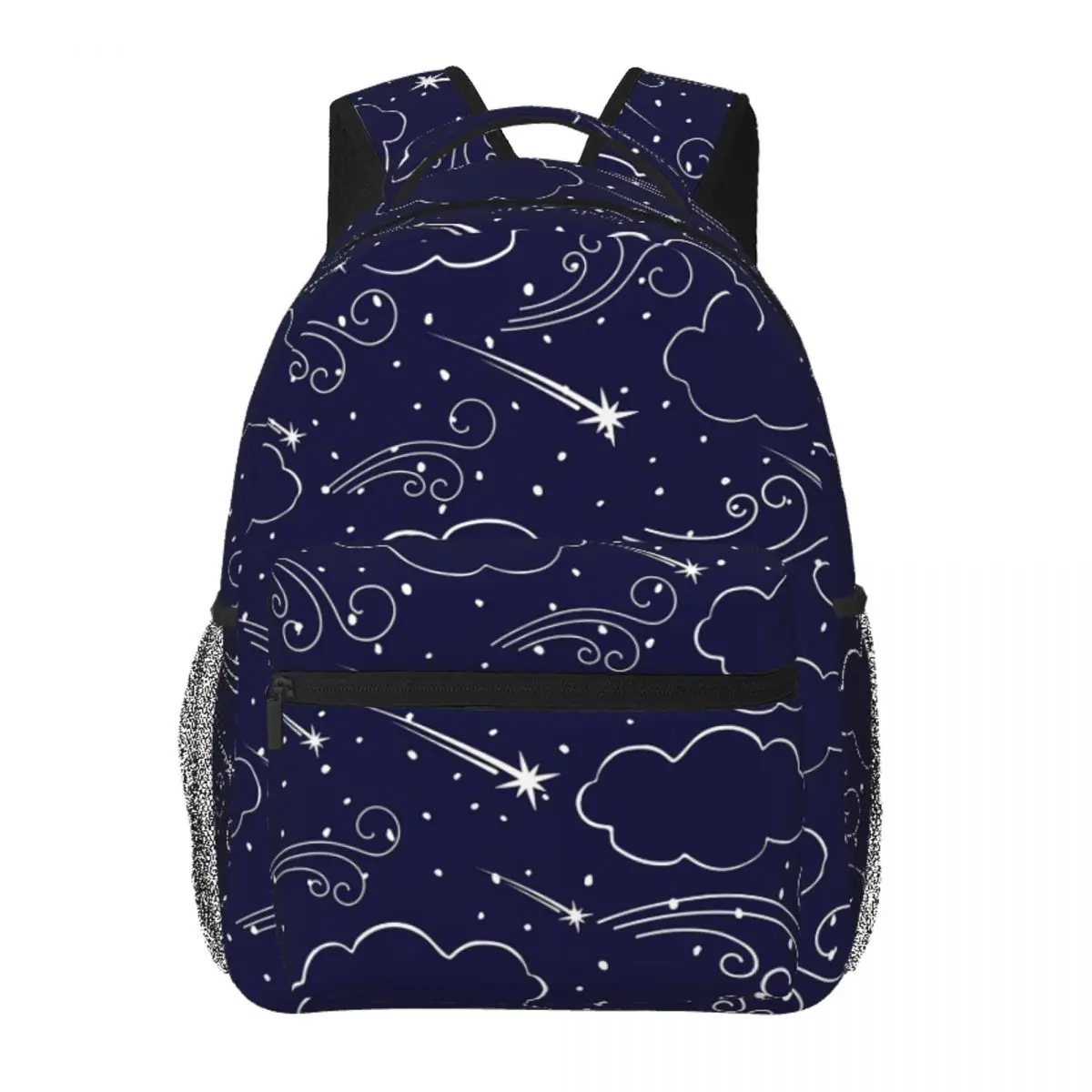 

Dark Blue Clouds Sky And Stars Backpack Student Boys Girls BookBag Children School Bag Laptop Shoulder Bags for Men Women