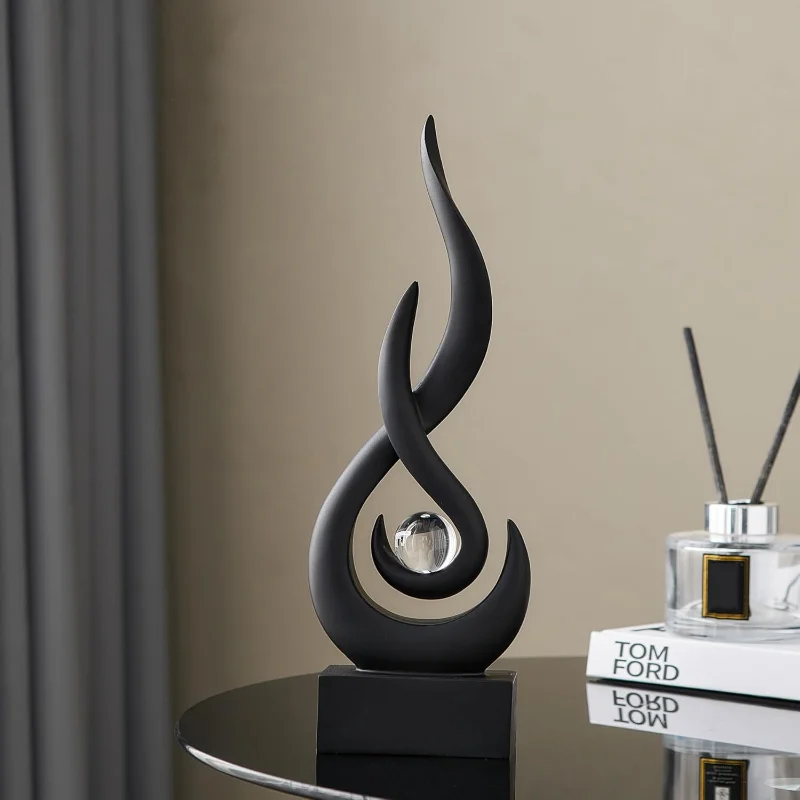 

Customizable Black Decorative Modern Flame Statue Decorations for Living Room, Minimalist Statues Shelf Decorative Accents