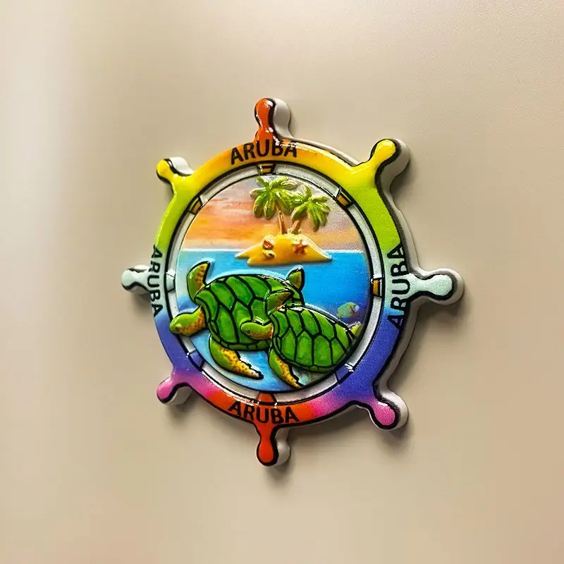 

Aruba Travel Souvenir Fridge Magnet Creative Ship Rudder Personalized Home Decoration Unique Gift Magnet