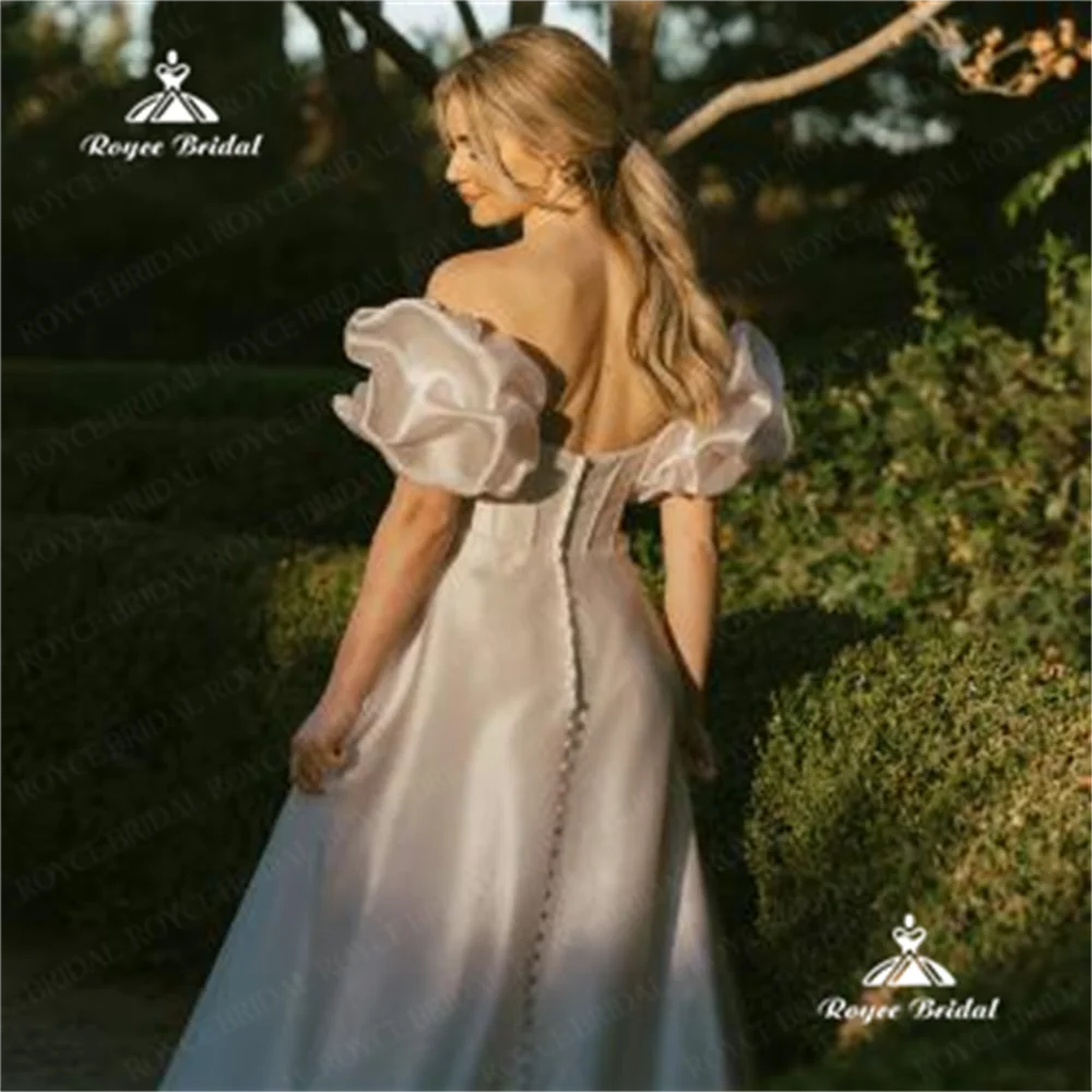 Roycebridal свадебное платье трапециевидной формы без бретелек 2022, атласное свадебное платье со шлейфом на заказ, свадебное платье невесты فستان الز