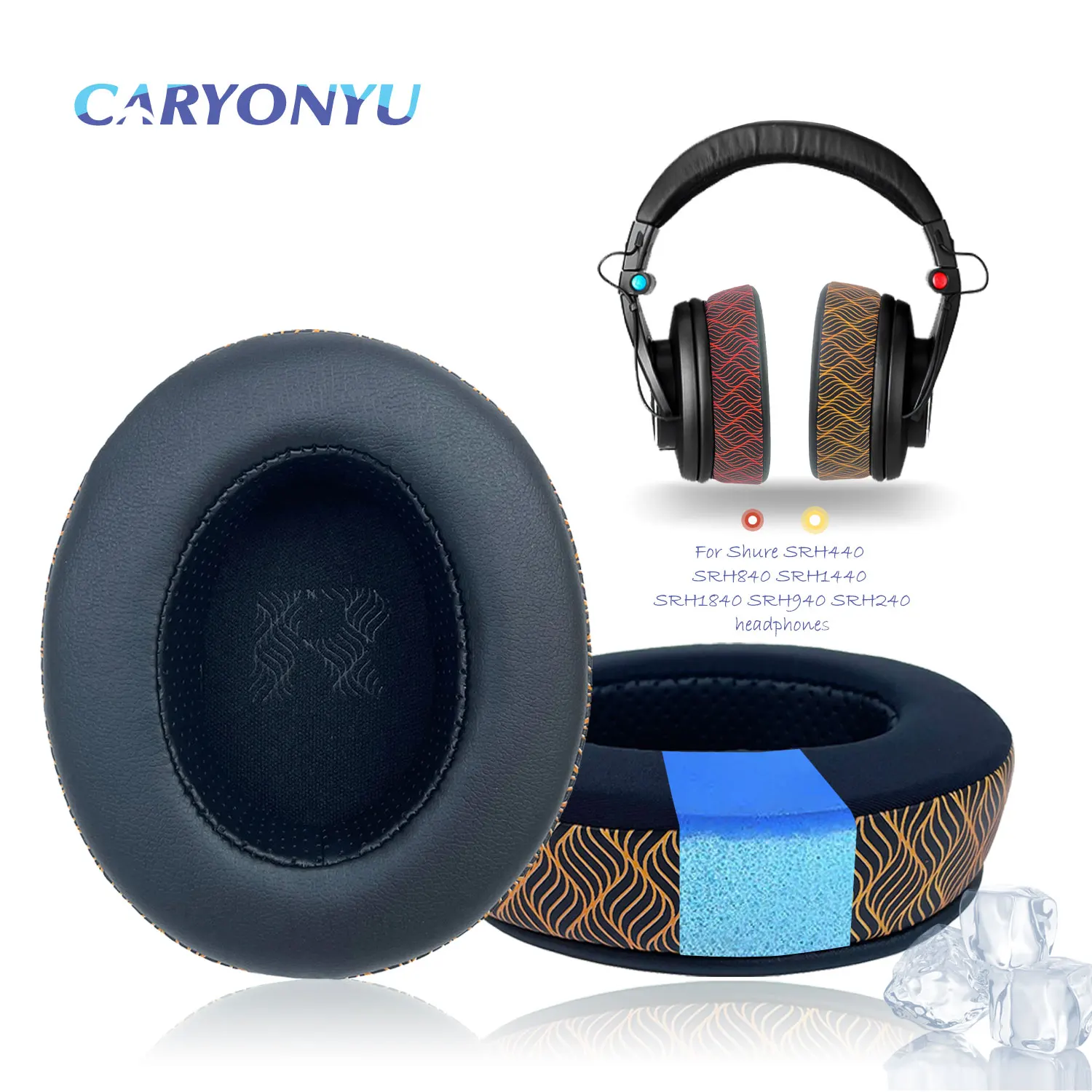 CARYONYU Replacement Earpad For Shure SRH440 SRH840 SRH1440 SRH1840 SRH940 SRH240 Headphones Thicken Cushions Headband