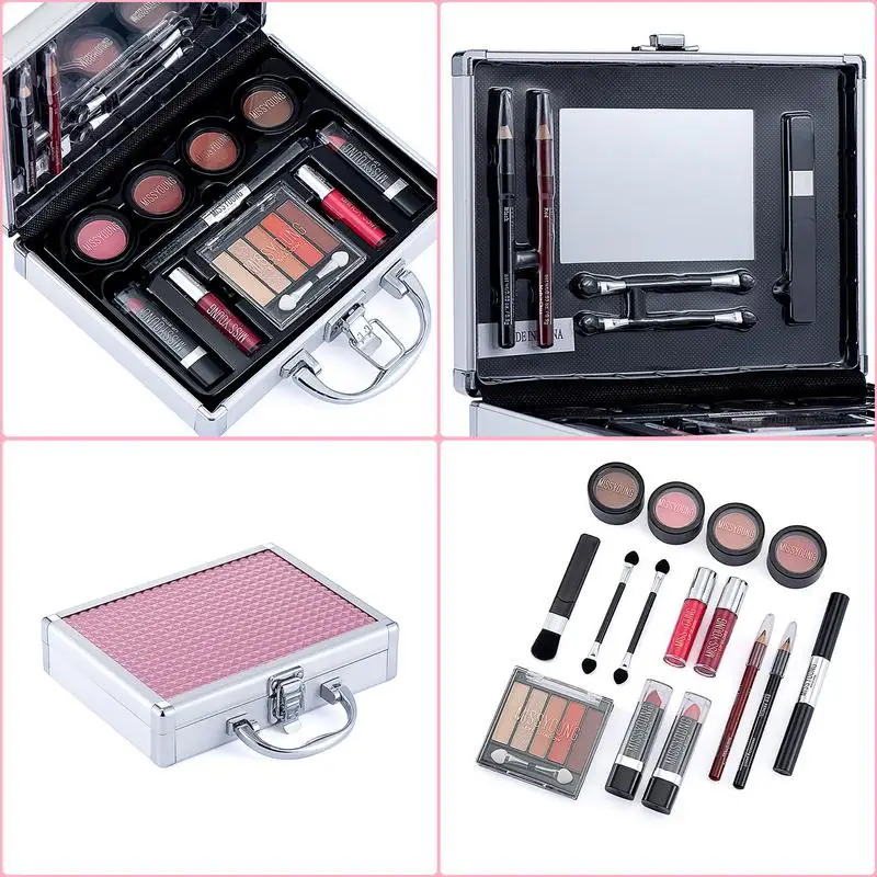 Kit complet de maquillage pour femme, ensemble de maquillage féminin, ombre à barrage, palette de fards à barrage, Jules Gloss, mascara, pinceaux pour les yeux, sac de maquillage, nouveau