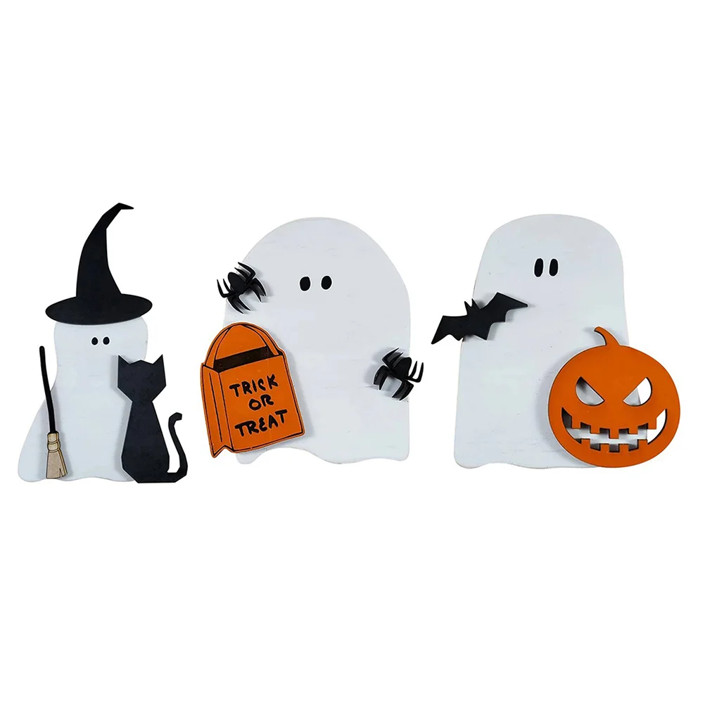 3 Pcs Ghost Ornaments Terror Party Birthday Decoration Tiered Tray Halloween Signs Farmhouse Table Room Decors Household