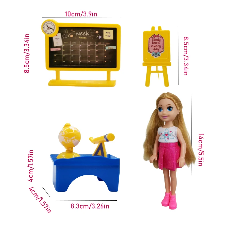 医療用テーマプレイセット、面白いロール-おもちゃ、かわいい人形とアクセサリーをプレイ、ギフトボックスパック、クリスマス誕生日プレゼント、5 "、14cm