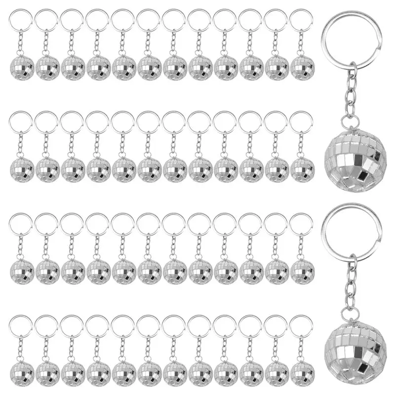 

A18P-50Pcs Mini Disco Ball Keychain, Mirror Disco Ball Bulk Keyring Party Favors For 70S 80S Disco Party Supplies