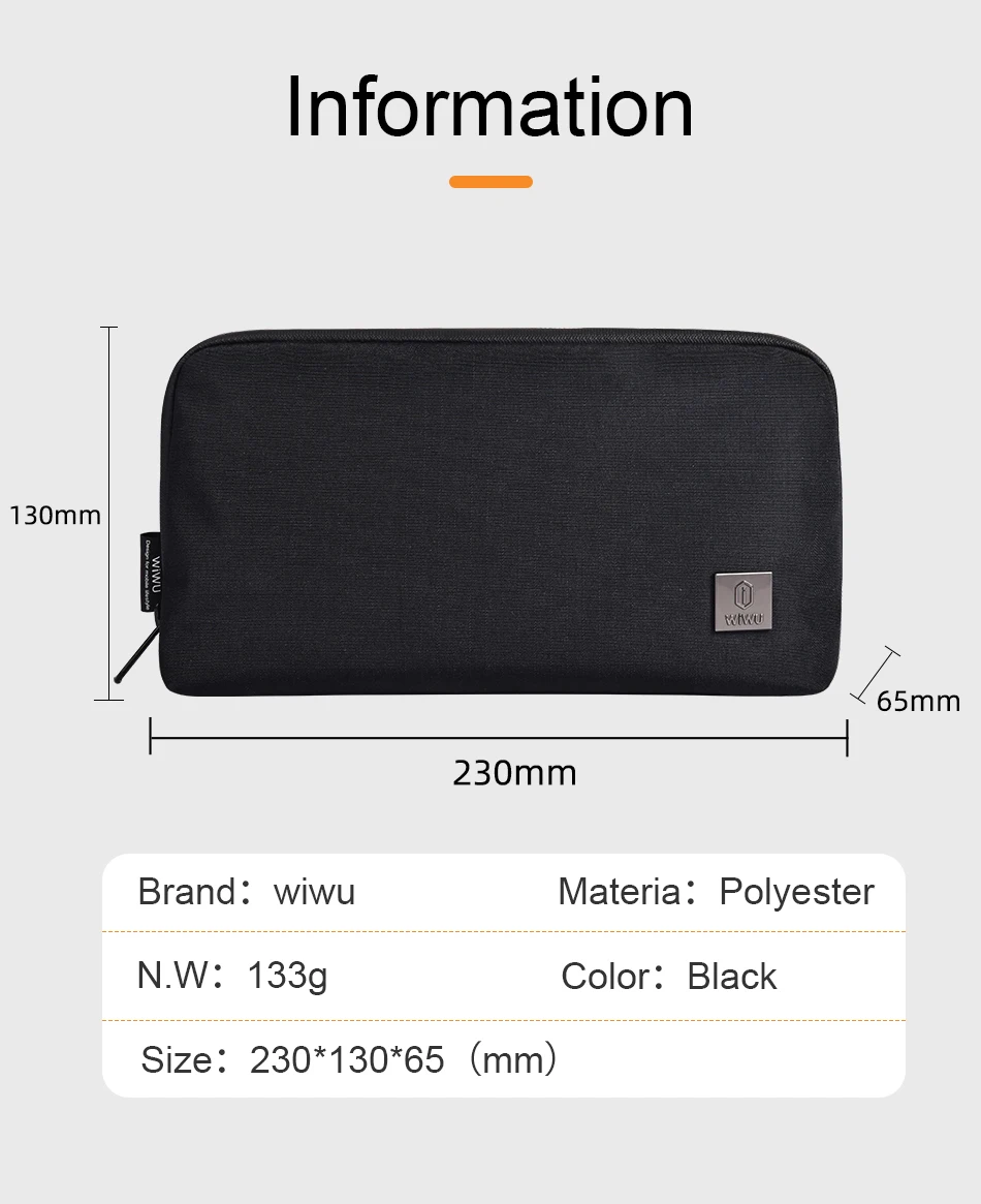 WiWU Organizer Cable Bag for Women Men Large Capacity Electronic Organizer Pouch Power Bank Storage Carry Case for iPhone