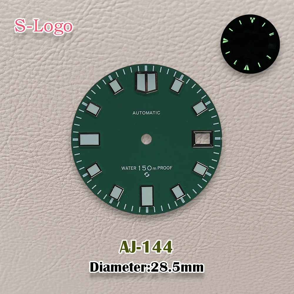 28.5mm NH35 Dial S Logo automatic Dial Fit NH35/NH36/4R/7S Automatic Movement Diving Dial C3 Green Luminous Watch Accessories ﻿