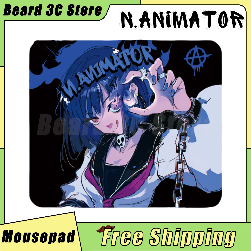 N.ANIMATOR FLAME Gaming Mousepad Neutral Control Esports Desk Mat 490x420x4mm Custom Anime Girl Mouse Pad PC Gamer Accessories