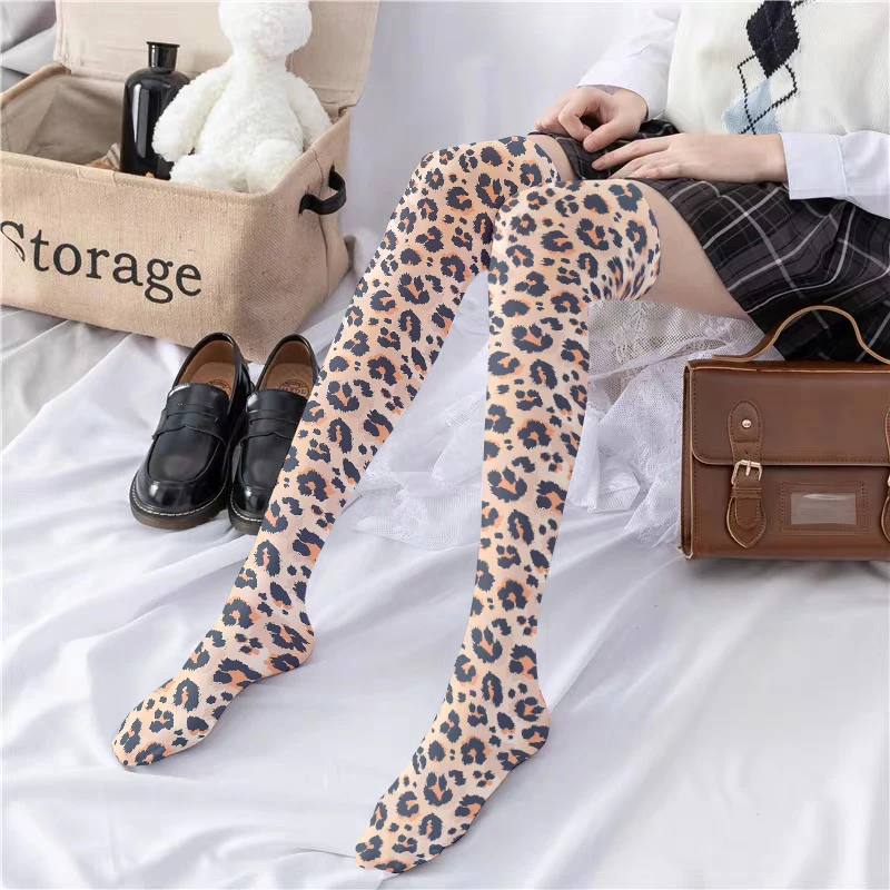 Sexy Leopard Print WomenThigh Thigh Socks Fashion Charming Cosplay Stretch Knee Stockings Halloween Gift Explosive Stockings