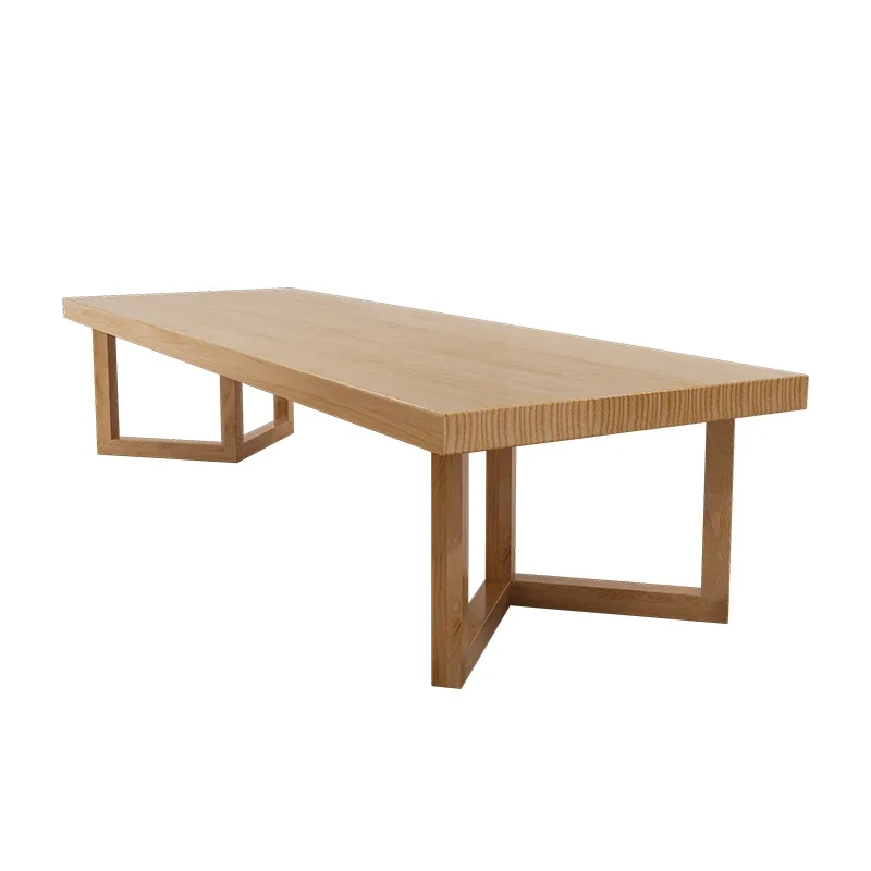 Full solid wood conference table and chair combination library strip large table office long table work table log