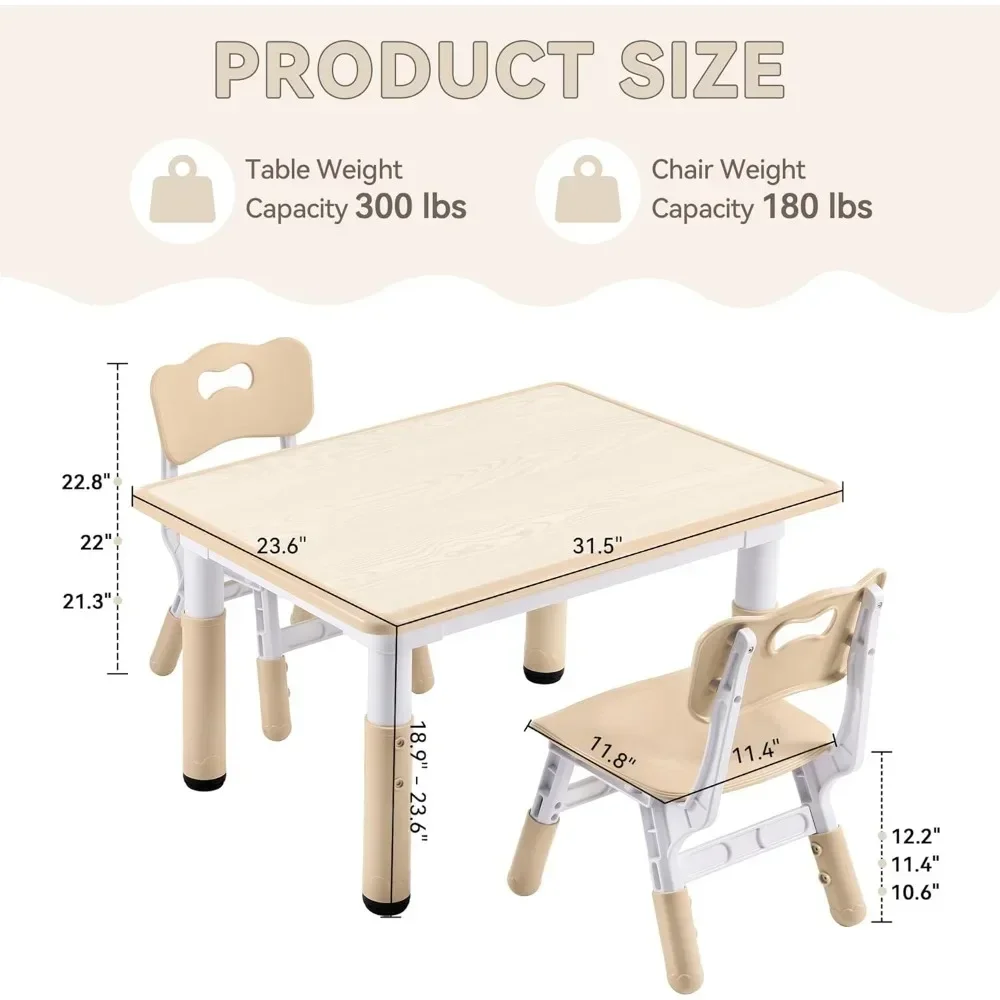 Kindertafel En Stoelen Set, In Hoogte Verstelbare Peutertafel En Stoelenset