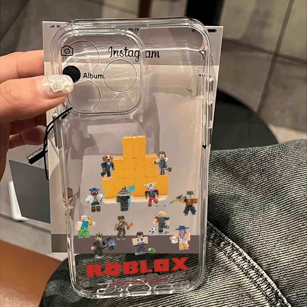 Popular game r-robloxes Phone Case For iPhone 17 16 16e 15 14 13 12 11 Mini Pro Max XR XSMax 7 8 Air Plus Transparent Back Cover - náhled 5