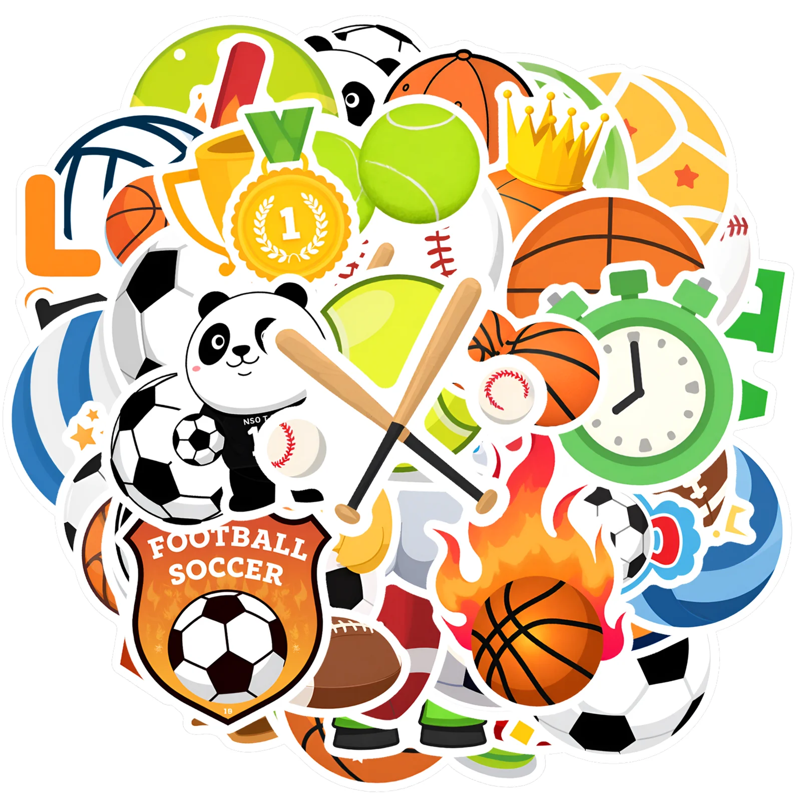 35pcs-50pcs Cute Cartoon Stickers Playful Sports Stationery Stickers Animal Stickers For DIY Phone Laptop Scrapbook Bike Guitar