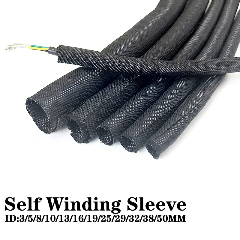 Cable Sleeve Self Closing PET Braided Expandable Auto Line Management Overlaps Flexible Loom Split Pipe Tube Wire Wrap Protect