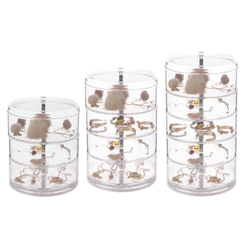 

Stackable Rotating Jewelry Case Space Saving Portable Jewelry Display Container