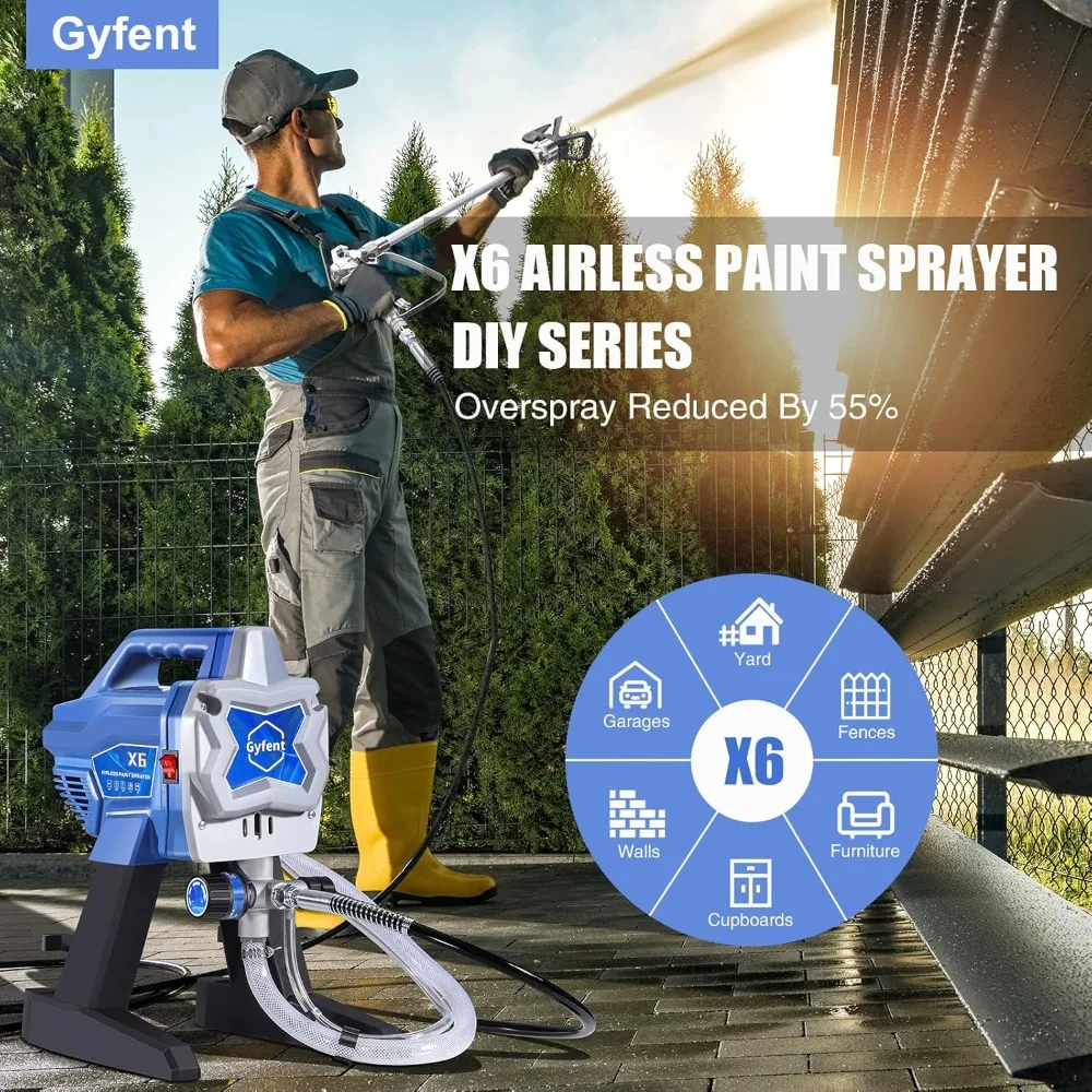 Airless Paint Sprayer, 0.31GPM Paint Sprayer for Home Interior 3000psi High Efficiency Airless Sprayer