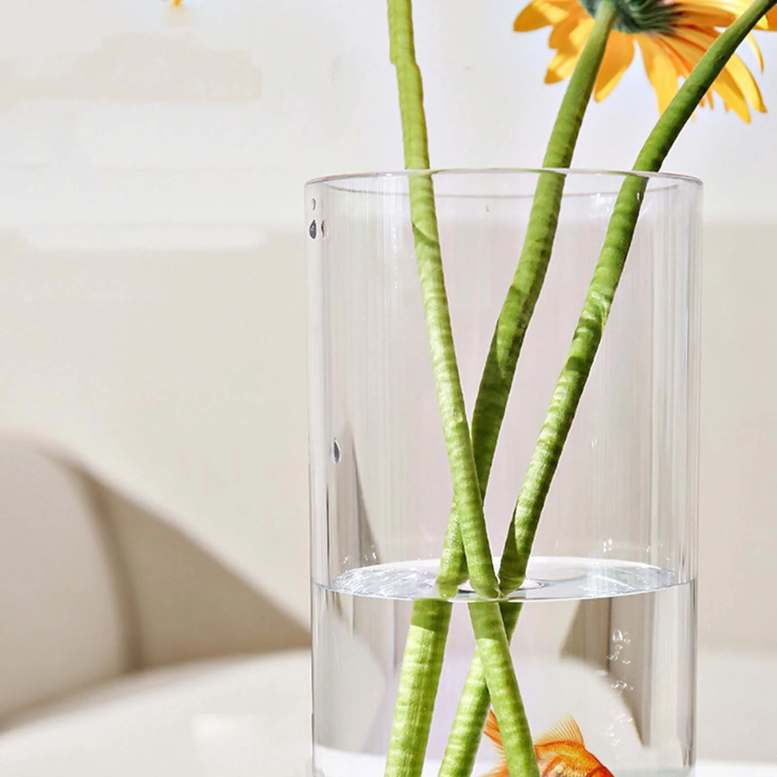 Flower Vase Acrylic Clear Cylinder Container Hydroponic Vase Decorative Modern for Floral Arrangements Desk Office Home Decors