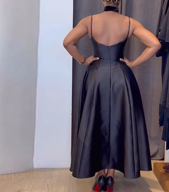 Damesjurk Sexy rugloze strapless fluwelen stiksels Dik satijnen korset Halter Vakantie Bruiloft A-lijn geplooide midi lange jurk