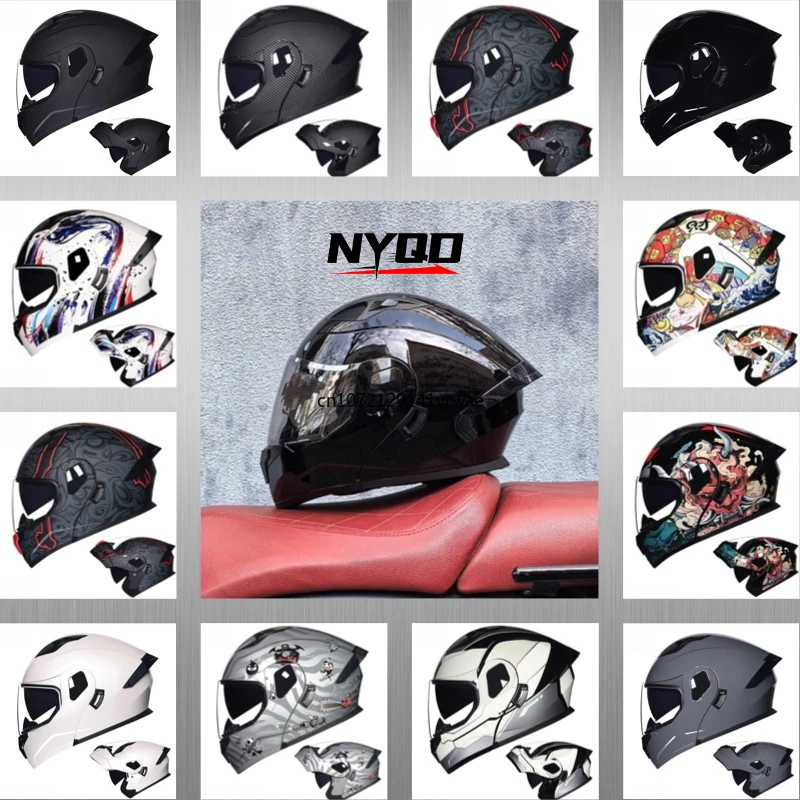 

Мотоциклетный шлем с двойными линзами и откидной лицевой частью, модульный, с малым корпусом, универсальный для мужчин и женщин, всесезонный, для безопасной езды на мотоцикле (Casco)