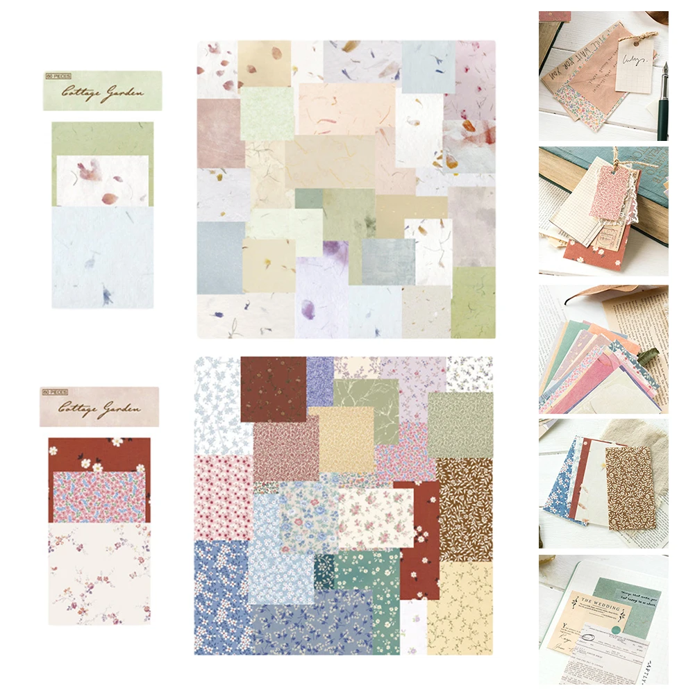 Junk Journal Vintage Paper  60Pcs Scrapbooking Backgrounds  Non Adhesive Craft Supplies  Use  Assorted Shades and Textures