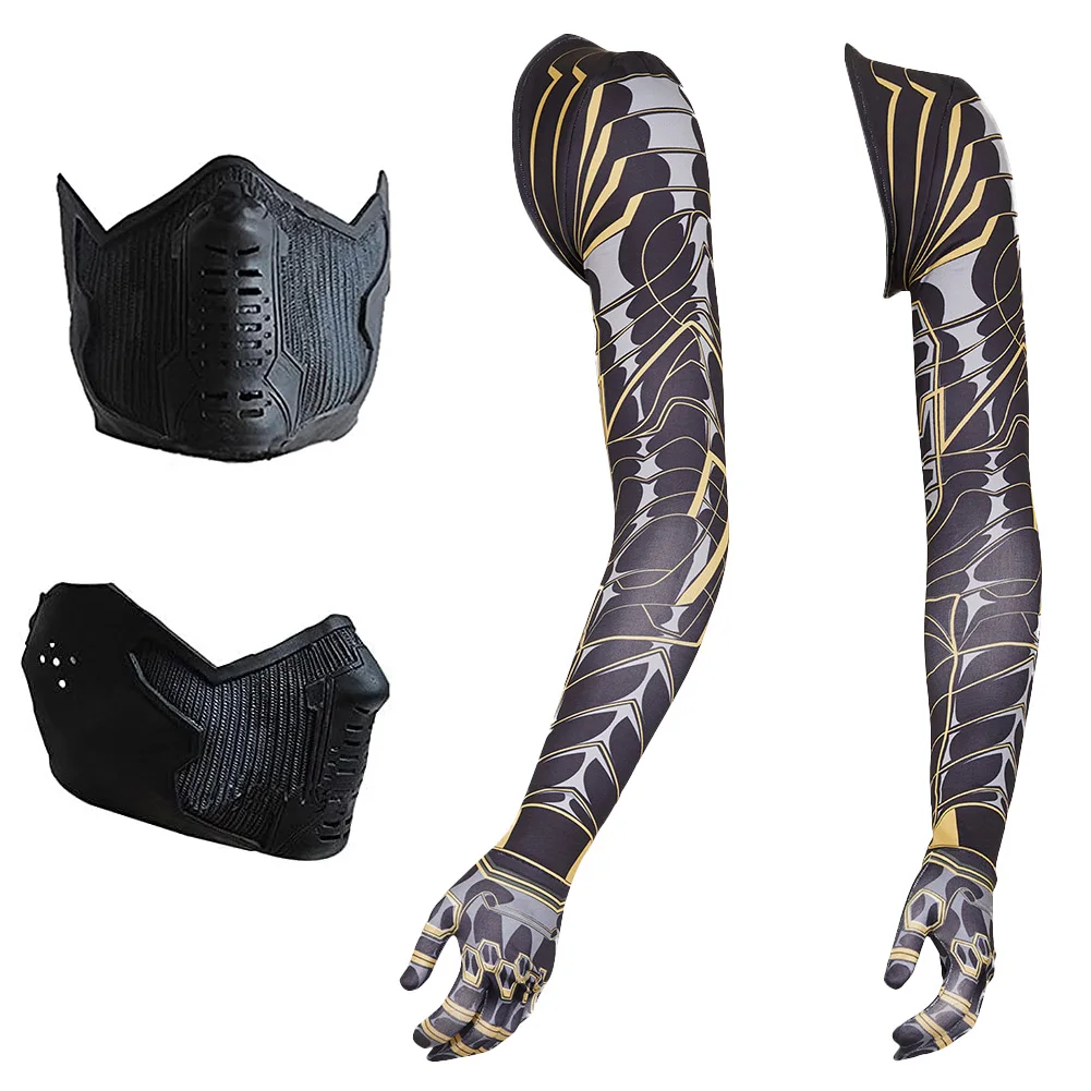 Bucky Barnes Bionic Arm Sleeve Gloves Mask Movie Bolts of Thunder Cosplay Fantasy Costume Disguise Accessories Adult Men Props