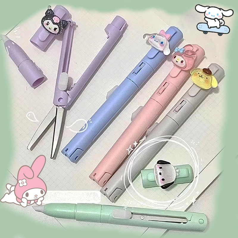 

Kawaii Sanrio My Melody Scissors Pen 1 Pcs Cinnamoroll Kuromi Student Portable Decoupage Stationery Folding Utility Knife