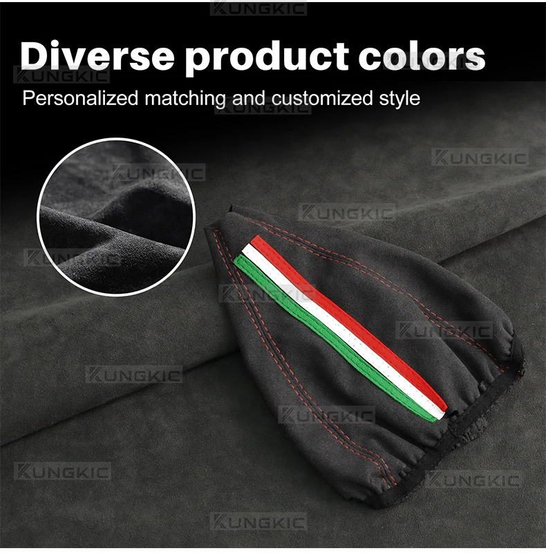 Wildleder-Schalthebelmanschette für Abarth 595 695 2016 2017 2018 2019 2020 2021 2022 2023 2024 Fiat 500 2011-2024 Schaltmanschette – Detail 5