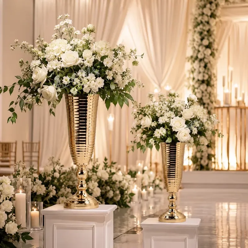 Rust-Resistant Gold Wedding Vase for Tabletop Centerpieces & Stage Road Lead Decor