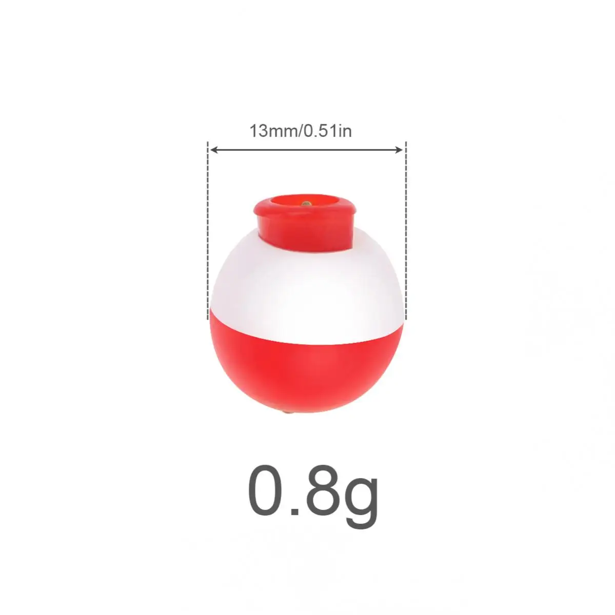 10pcs/lot 13mm / 0.51inch Mini Fishing Bobber Floats Set Hard ABS Snap on Red White ABS Material Push Button  Round Buoy