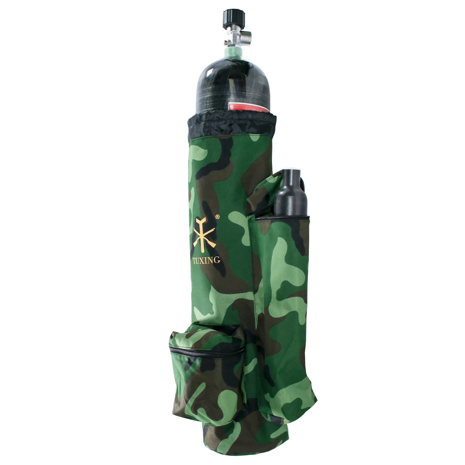 TUXING 3L/6.8L Carbon Fiber Cylinder Bag Protective Case Camouflage Backpack Bag for Scuba Diving Tank Baggable Valve