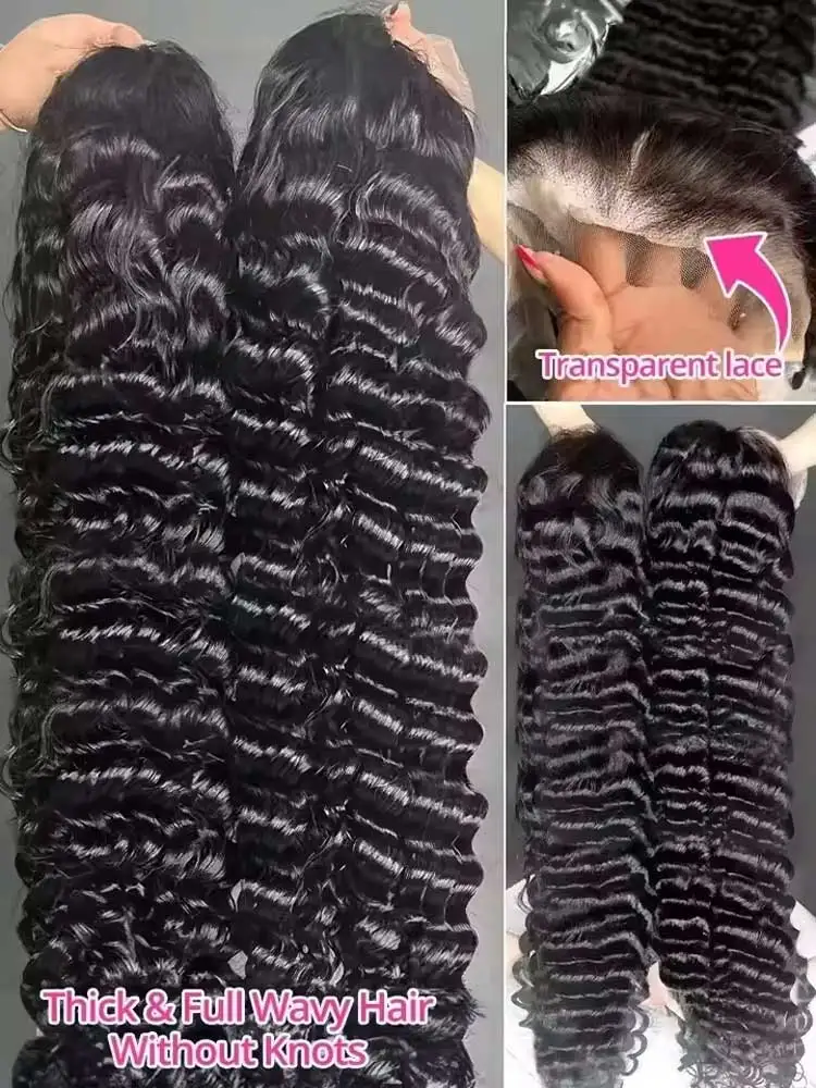 40 Inch 13x4 HD Loose Curly Lace Front Human Hair Wigs For  Women Preplucked Deep Wave Lace Frontal 5x5 Closure Glueless Wig image 5